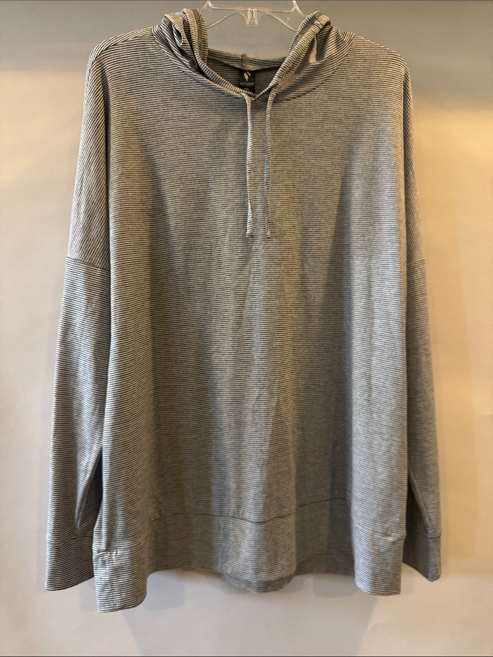 Skechers Light Gray Striped Hooded Long-Sleeve Athletic Pullover